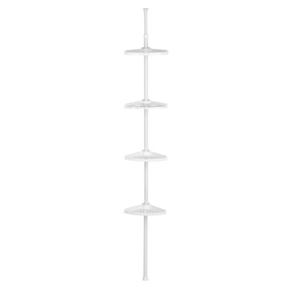 Linnea 4 Tier Spring Mount White Corner Shelf Unit