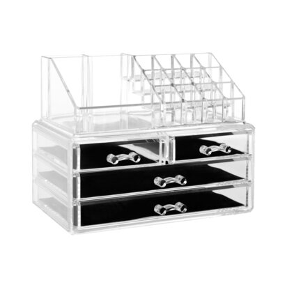 Selowhurst 16 Compartment Cosmetics Clear Organiser With Drawers
