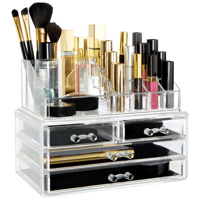 Selowhurst 16 Compartment Cosmetics Clear Organiser With Drawers