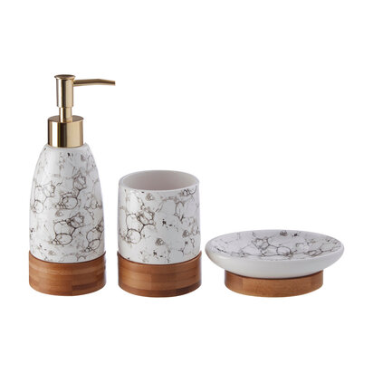 Earth 3 Piece Marble Print Bathroom Set