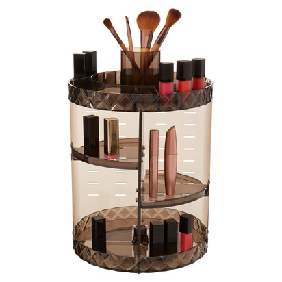 Beauty 3 Tiered Round Revolving Black Cosmetics Organiser
