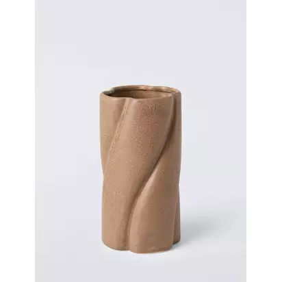 John Lewis Twist Ceramic Vase, H25cm, Brown Brown | H18 x W16.5 x D16.5cm