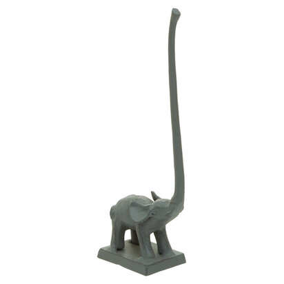 Fauna Grey Finish Elephant Toilet Roll Holder With Square Base