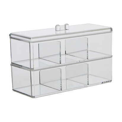 Romm Six Compartment Clear Plastic Cosmetics Organiser