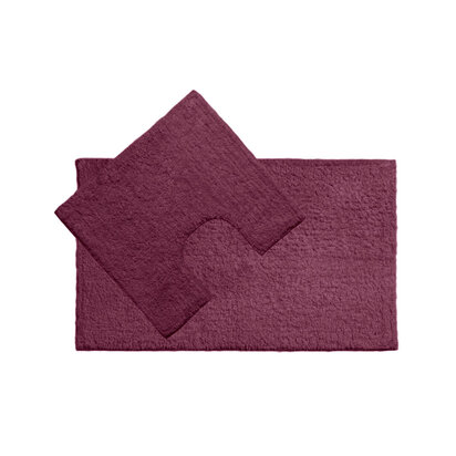 Purple Cotton Bath Mat And Pedestal Set