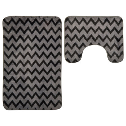 Viorden Chevron Bath And Pedestal Mat Set
