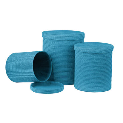 Set Of Three Turquoise Laundry Baskets