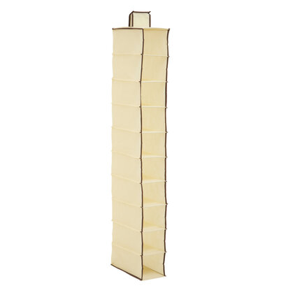 Tavia Cream Brown Trim 10 Section Hanging Shoe Organiser