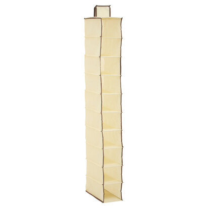 Tavia Cream Brown Trim 10 Section Hanging Shoe Organiser