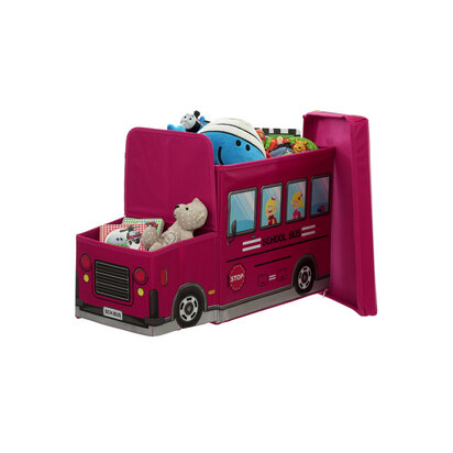 Children's Hot Pink School Bus Box And Seat Storage
