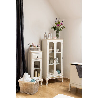 Ezell Rattan and Bamboo White Washed Set Of 2 Storage Baskets