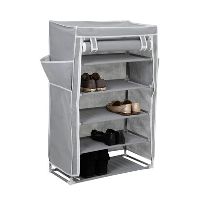 Tavia Grey 5 Tier Shoe Rack with Cover