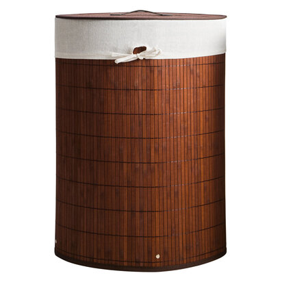 Kankyo Dark Brown Bamboo Corner Laundry Hamper