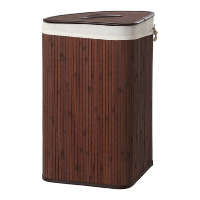 Kankyo Dark Brown Bamboo Corner Laundry Hamper