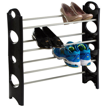 Tavia Black And Grey 4 Tier Shoe Rack