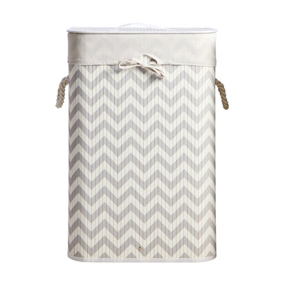 Kankyo White And Grey Chevron Laundry Hamper