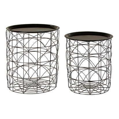 Hege Set Of 2 Black Wire Basket Tables