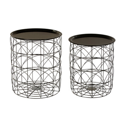 Hege Set Of 2 Black Wire Basket Tables