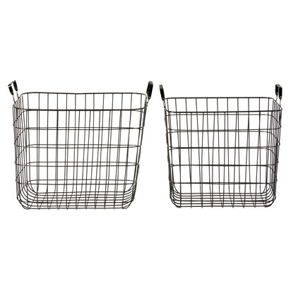 Set of 2 Rowan Black Wire Storage Baskets