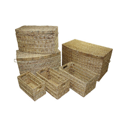 Leoennell Set Of Six Water Hyacinth Storage Baskets.