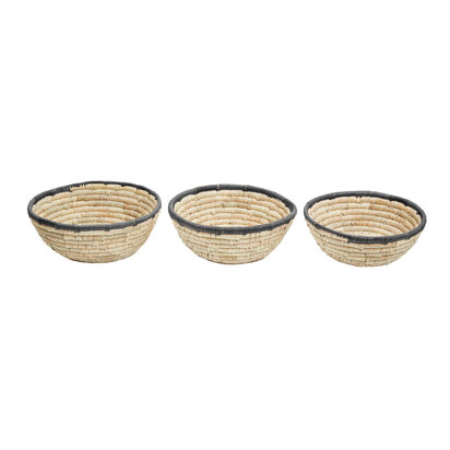 Lidi Set Of Three  Woven Palm Leaf Baskets