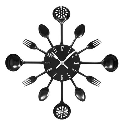 Romero 43cm Dia Black Cutlery Metal Wall Clock