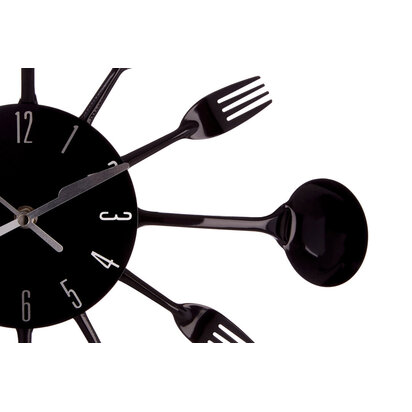Romero 43cm Dia Black Cutlery Metal Wall Clock