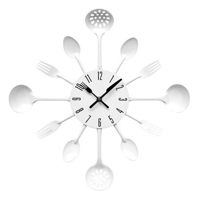 Romero 33cm Dia White Cutlery Metal Wall Clock