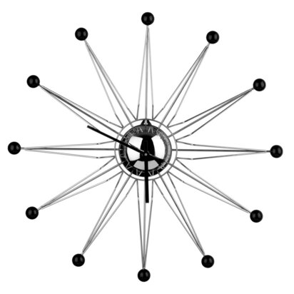 Zizzi 50cm Dia Metal and Black Balls Wall Clock