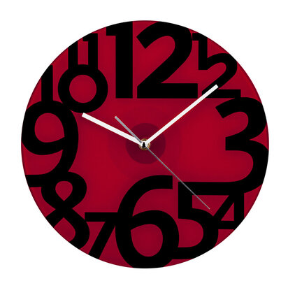 Tortora Red Glass and Black Numbers Wall Clock
