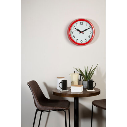Trapani Red Metal Lined Rim Wall Clock
