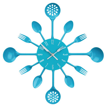 Romero 33cm Dia Blue Cutlery Metal Wall Clock