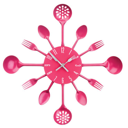 Romero 33cm Dia Hot Pink Cutlery Metal Wall Clock