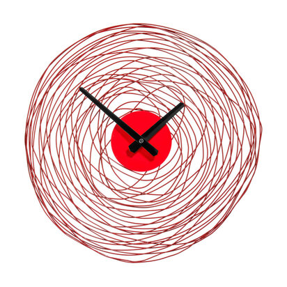 Juvia 38cm Dia Red Swirl Metal and Plastic Wall Clock