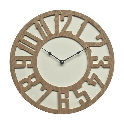 Vitus 40cm Dia Carved Wood Wall Clock