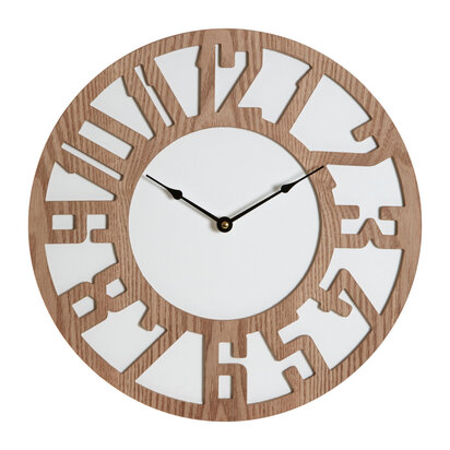 Vitus 40cm Dia Carved Wood Wall Clock
