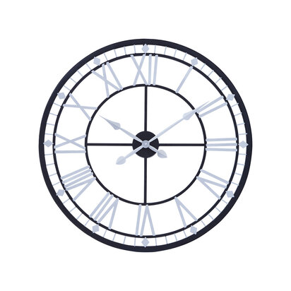 Vitus 80cm Dia Skeletal Wall Clock with Black Finish Frame