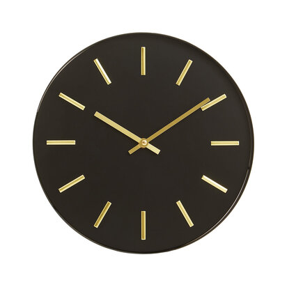 Vitus 30cm Dia Black and Gold Wall Clock
