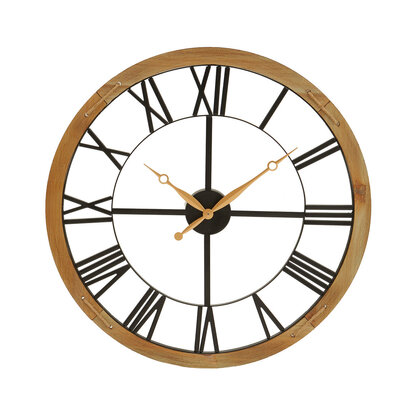 Vitus 60cm Dia Black Metal Wall Clock with Gold Finish Hands