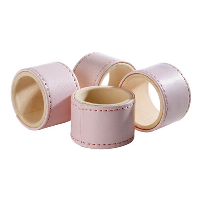 Set Of Four Pink Faux Leather Napkin Rings