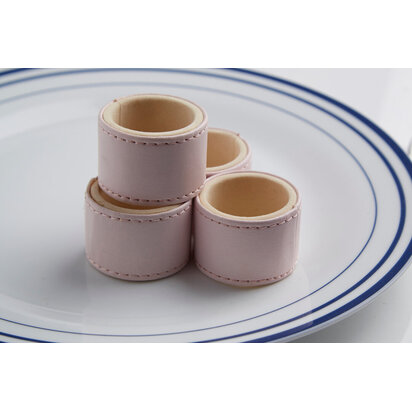 Set Of Four Pink Faux Leather Napkin Rings