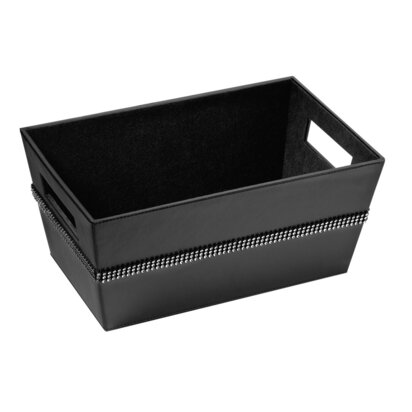 Greicott Black Faux Leather Rectangular Storage Basket