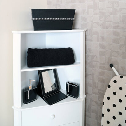 Greicott Black Faux Leather Rectangular Storage Basket