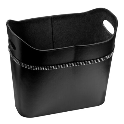 Oui Black Faux Leather Tall Storage Basket
