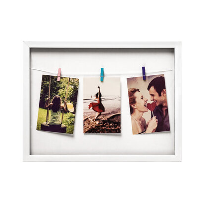 Maren Washing Line White Plastic 3 Peg Photo Frame