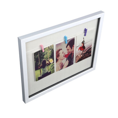 Maren Washing Line White Plastic 3 Peg Photo Frame