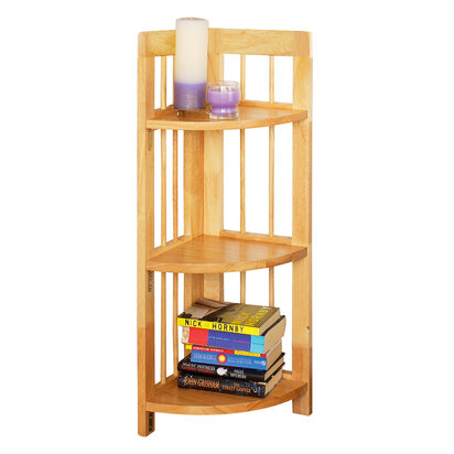 Heva 3 Tier Tropical Hevea Wood Corner Shelf Unit