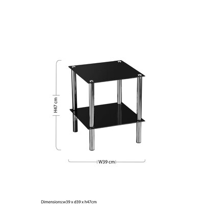 Adam 2 Tier Black Glass End Table