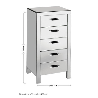 Vincenzo 5 Drawers Mirrored Drawer Chest