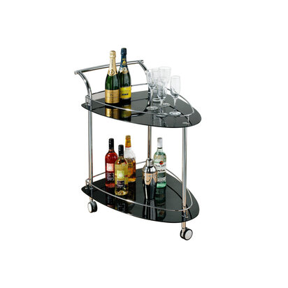 Adam Black Tempered Glass Serving Trolley